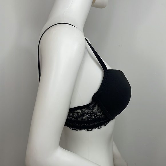 Vince Camuto Bra 36C Black Lace Adjustable Padded Stretchy Polyester Spandex - Picture 9 of 16